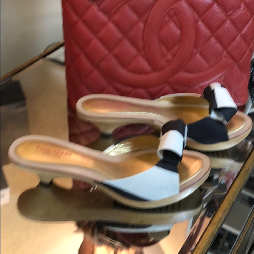 Kate Spade New York Wooden Sole Sandals fabric bow